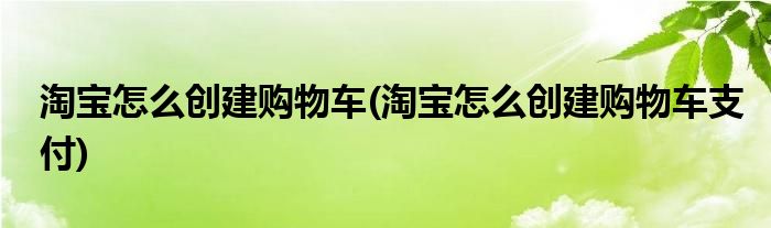 淘寶怎么創(chuàng)建購(gòu)物車(chē)(淘寶怎么創(chuàng)建購(gòu)物車(chē)支付)