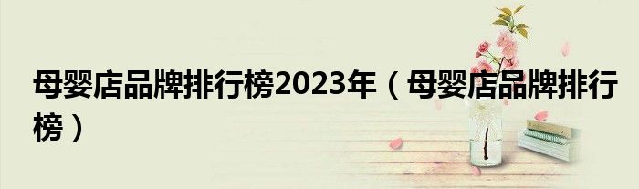 母嬰店品牌排行榜2023年(母嬰店品牌排行榜)