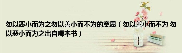 勿以惡小而為之勿以善小而不為的意思(勿以善小而不為 勿以惡小而為之出自哪本書)