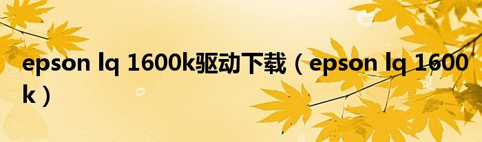 epson lq 1600k驅(qū)動(dòng)下載（epson lq 1600k）