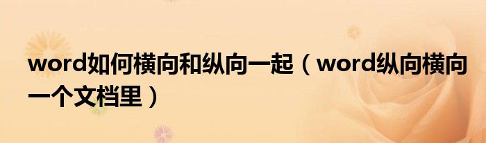 word如何橫向和縱向一起（word縱向橫向一個(gè)文檔里）