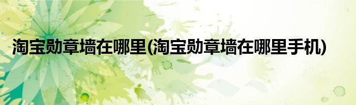 淘寶勛章墻在哪里(淘寶勛章墻在哪里手機(jī))