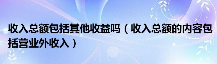 收入總額包括其他收益嗎(收入總額的內(nèi)容包括營(yíng)業(yè)外收入)