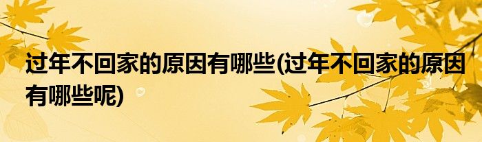 過年不回家的原因有哪些(過年不回家的原因有哪些呢)