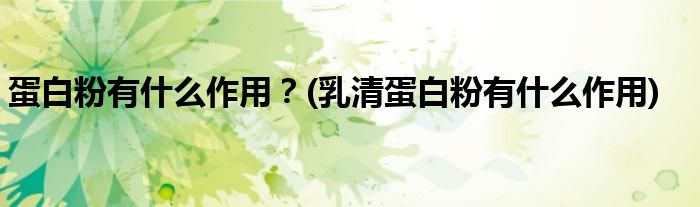 蛋白粉有什么作用？(乳清蛋白粉有什么作用)