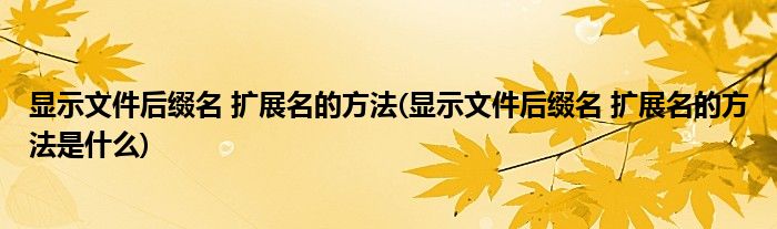 顯示文件后綴名 擴展名的方法(顯示文件后綴名 擴展名的方法是什么)