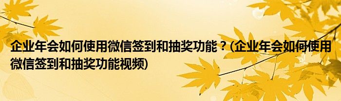 企業(yè)年會如何使用微信簽到和抽獎功能？(企業(yè)年會如何使用微信簽到和抽獎功能視頻)