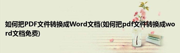 如何把PDF文件轉(zhuǎn)換成Word文檔(如何把pdf文件轉(zhuǎn)換成word文檔免費(fèi))