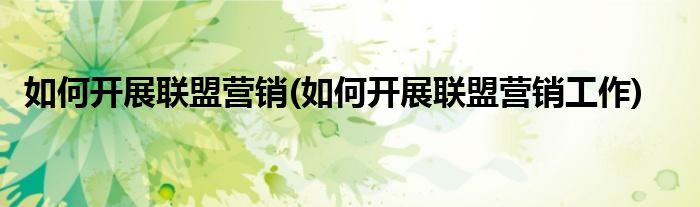如何開(kāi)展聯(lián)盟營(yíng)銷(xiāo)(如何開(kāi)展聯(lián)盟營(yíng)銷(xiāo)工作)