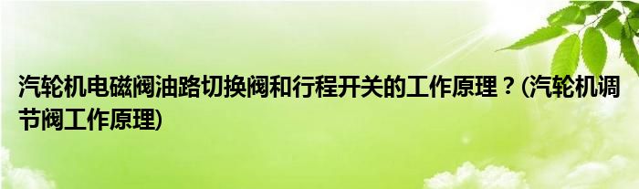 汽輪機(jī)電磁閥油路切換閥和行程開(kāi)關(guān)的工作原理？(汽輪機(jī)調(diào)節(jié)閥工作原理)