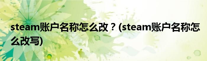 steam賬戶名稱怎么改？(steam賬戶名稱怎么改寫)