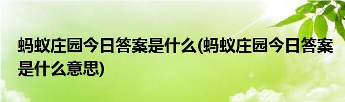 螞蟻莊園今日答案是什么(螞蟻莊園今日答案是什么意思)