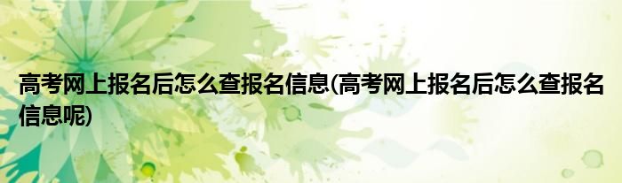 高考網(wǎng)上報名后怎么查報名信息(高考網(wǎng)上報名后怎么查報名信息呢)