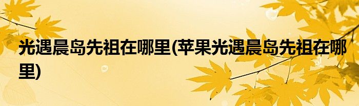 光遇晨島先祖在哪里(蘋果光遇晨島先祖在哪里)