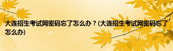 大連招生考試網(wǎng)密碼忘了怎么辦？(大連招生考試網(wǎng)密碼忘了怎么辦)