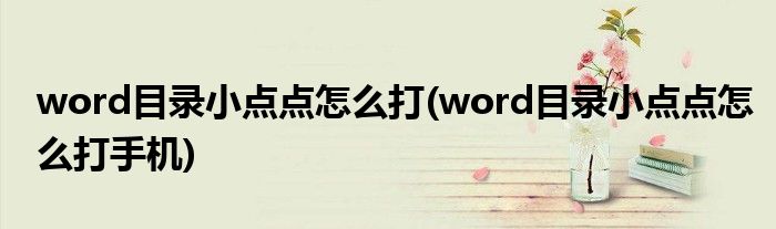 word目錄小點(diǎn)點(diǎn)怎么打(word目錄小點(diǎn)點(diǎn)怎么打手機(jī))