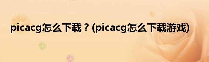 picacg怎么下載？(picacg怎么下載游戲)