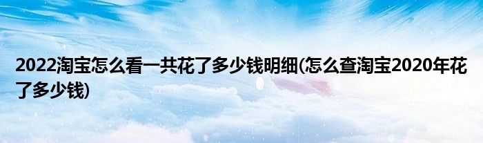 2022淘寶怎么看一共花了多少錢明細(xì)(怎么查淘寶2020年花了多少錢)