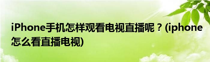 iPhone手機怎樣觀看電視直播呢？(iphone怎么看直播電視)