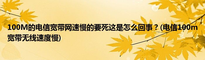 100M的電信寬帶網(wǎng)速慢的要死這是怎么回事？(電信100m寬帶無線速度慢)