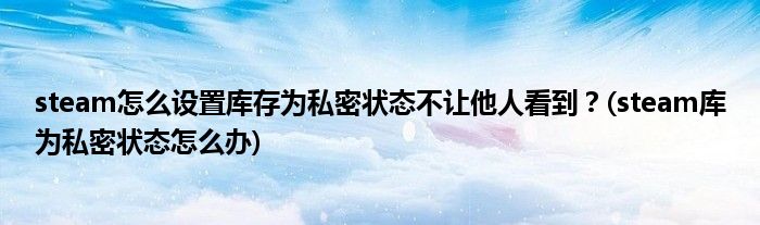 steam怎么設(shè)置庫存為私密狀態(tài)不讓他人看到？(steam庫為私密狀態(tài)怎么辦)