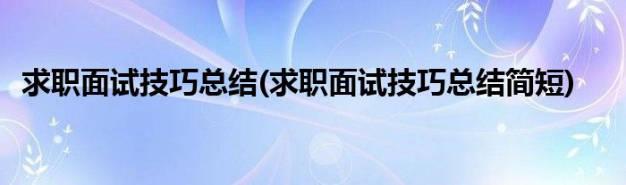 求職面試技巧總結(jié)(求職面試技巧總結(jié)簡(jiǎn)短)