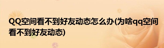 QQ空間看不到好友動態(tài)怎么辦(為啥qq空間看不到好友動態(tài))