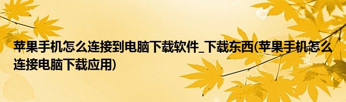 蘋果手機怎么連接到電腦下載軟件_下載東西(蘋果手機怎么連接電腦下載應(yīng)用)