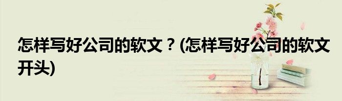 怎樣寫好公司的軟文？(怎樣寫好公司的軟文開頭)