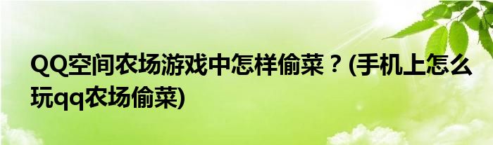 QQ空間農(nóng)場游戲中怎樣偷菜？(手機上怎么玩qq農(nóng)場偷菜)