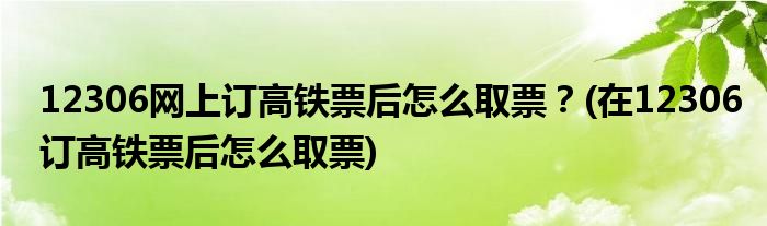 12306網(wǎng)上訂高鐵票后怎么取票？(在12306訂高鐵票后怎么取票)