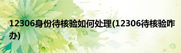 12306身份待核驗如何處理(12306待核驗咋辦)