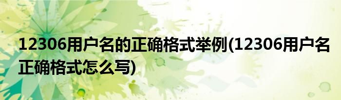 12306用戶名的正確格式舉例(12306用戶名正確格式怎么寫)
