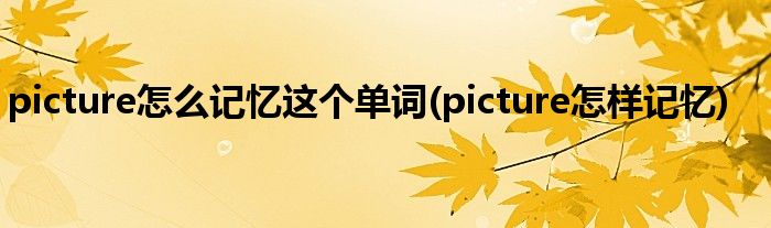 picture怎么記憶這個單詞(picture怎樣記憶)