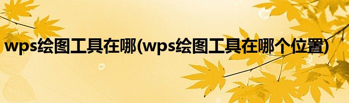 wps繪圖工具在哪(wps繪圖工具在哪個(gè)位置)