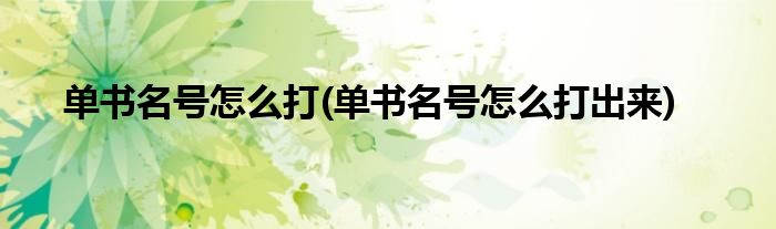 單書名號怎么打(單書名號怎么打出來)