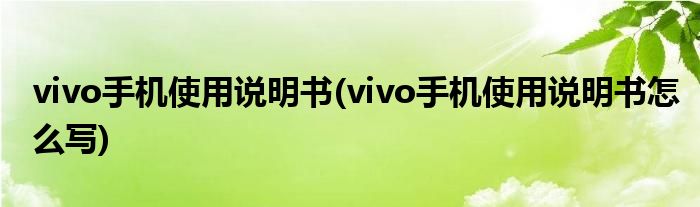 vivo手機(jī)使用說(shuō)明書(vivo手機(jī)使用說(shuō)明書怎么寫)