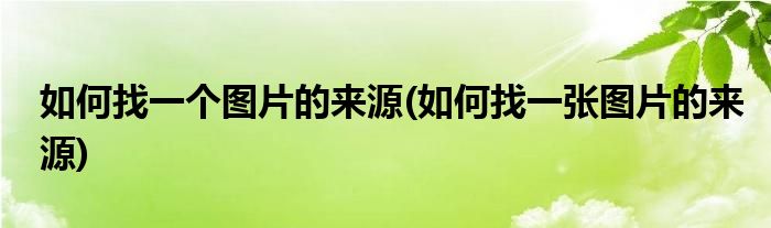 如何找一個(gè)圖片的來(lái)源(如何找一張圖片的來(lái)源)