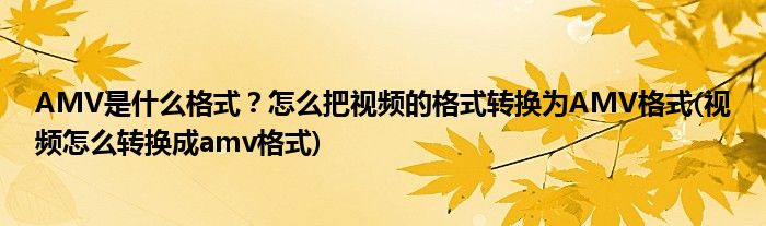 AMV是什么格式？怎么把視頻的格式轉換為AMV格式(視頻怎么轉換成amv格式)