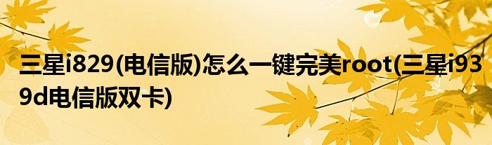 三星i829(電信版)怎么一鍵完美root(三星i939d電信版雙卡)