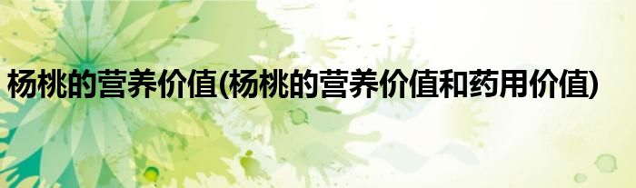 楊桃的營養(yǎng)價值(楊桃的營養(yǎng)價值和藥用價值)