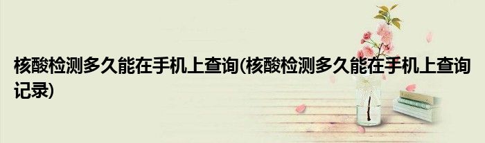核酸檢測多久能在手機(jī)上查詢(核酸檢測多久能在手機(jī)上查詢記錄)
