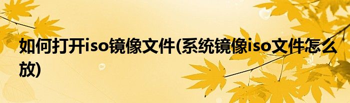 如何打開iso鏡像文件(系統(tǒng)鏡像iso文件怎么放)