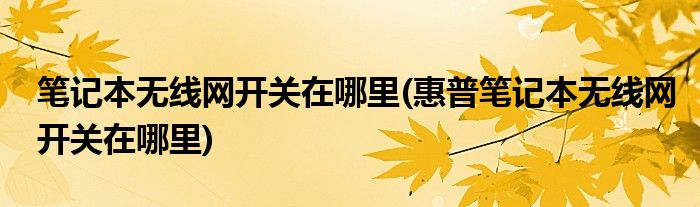 筆記本無線網(wǎng)開關(guān)在哪里(惠普筆記本無線網(wǎng)開關(guān)在哪里)
