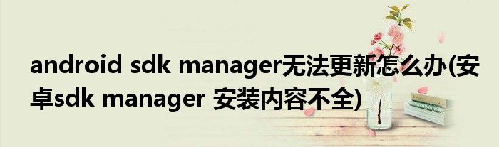 android sdk manager無法更新怎么辦(安卓sdk manager 安裝內(nèi)容不全)