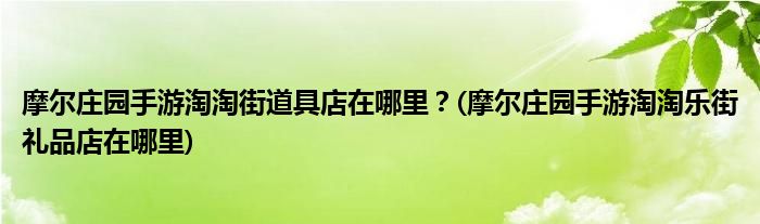 摩爾莊園手游淘淘街道具店在哪里？(摩爾莊園手游淘淘樂街禮品店在哪里)