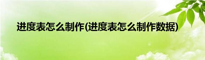 進(jìn)度表怎么制作(進(jìn)度表怎么制作數(shù)據(jù))