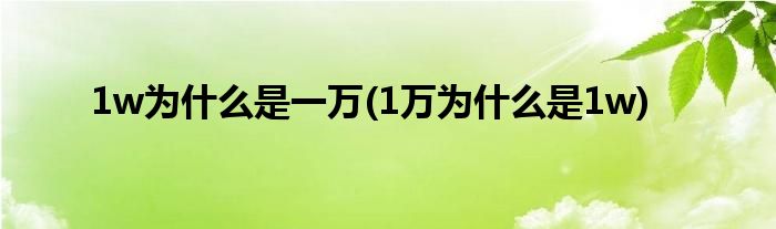 1w為什么是一萬(1萬為什么是1w)