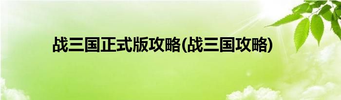 戰(zhàn)三國(guó)正式版攻略(戰(zhàn)三國(guó)攻略)