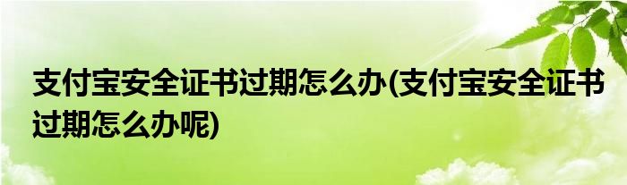 支付寶安全證書(shū)過(guò)期怎么辦(支付寶安全證書(shū)過(guò)期怎么辦呢)